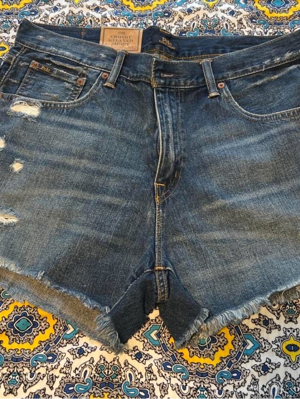 Ralph Lauren Distressed Cutoff Denim Shorts - Blue